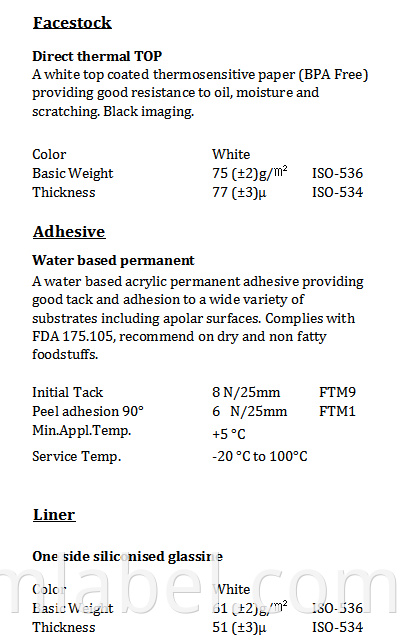 Thermal Top Acrylic White Glassine Tds